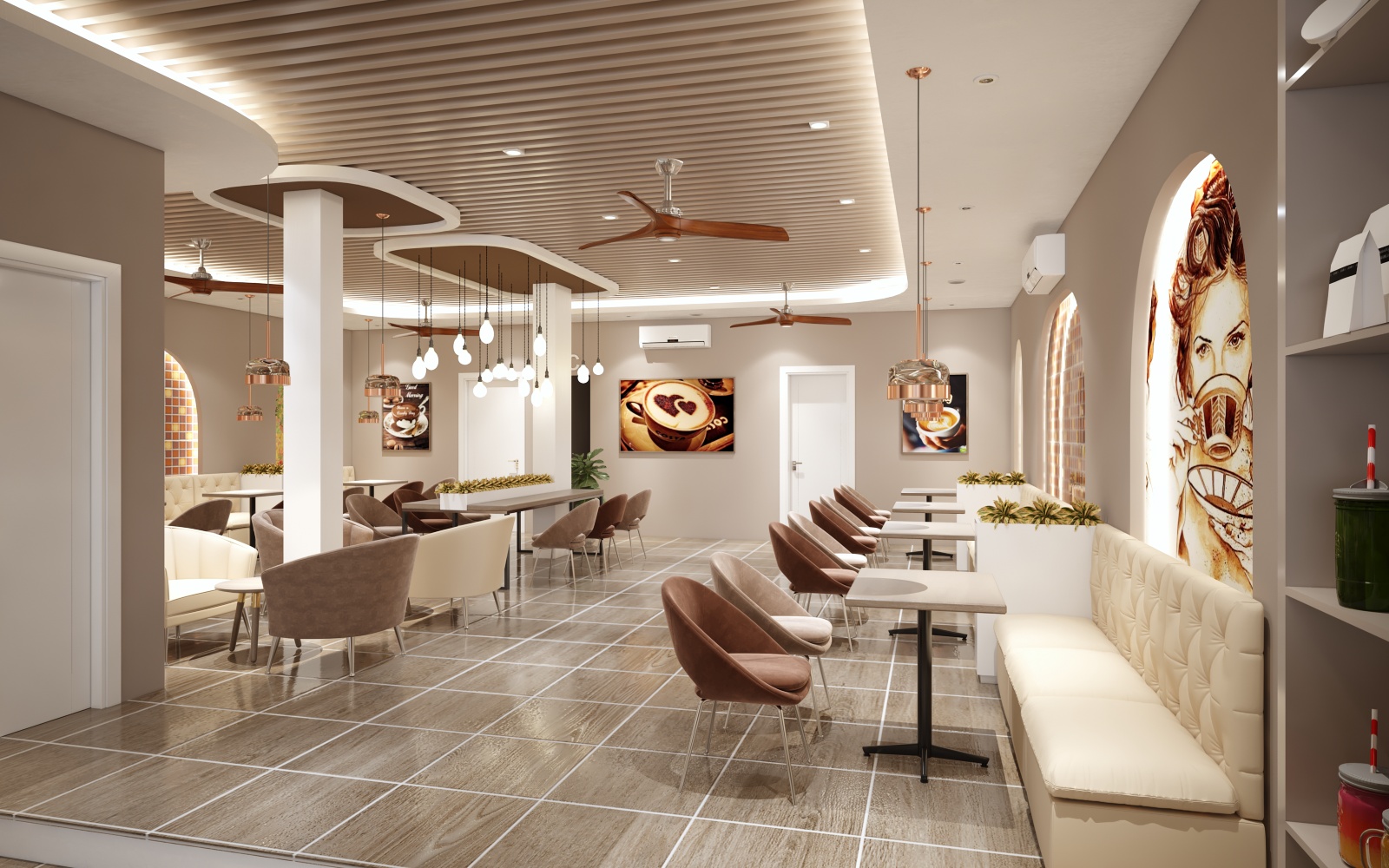 Thi công quán cafe hiện đại
