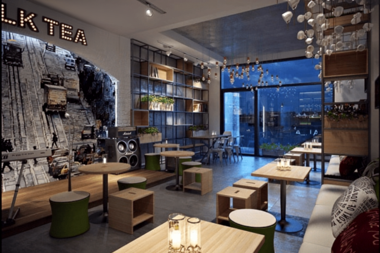 Thiết kế quán trà sữa có góc check-in ấn tượng