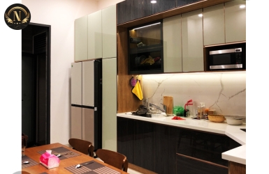BẾP NHÔM CÁNH KÍNH - TỦ ÁO CÁNH KÍNH - GIƯỜNG - TỦ LAVABO NHÀ CHỊ HUYỀN - KDC TRUNG SƠN-TPHCM