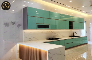 Tủ bếp cánh nhôm kính và cách phối hợp với nội thất trong nhà bếp